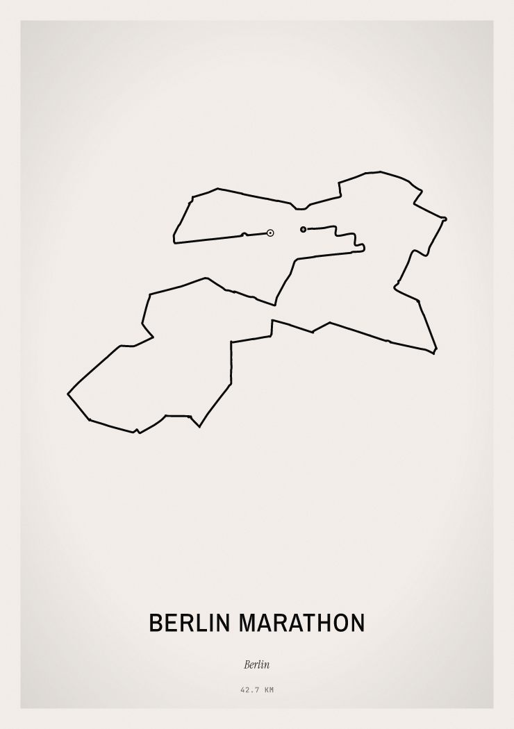Minimal Berlin Marathon route print preview