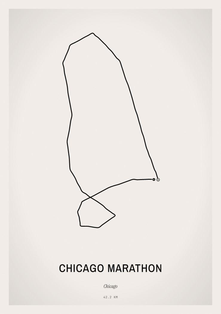 Minimal Chicago Marathon route print preview