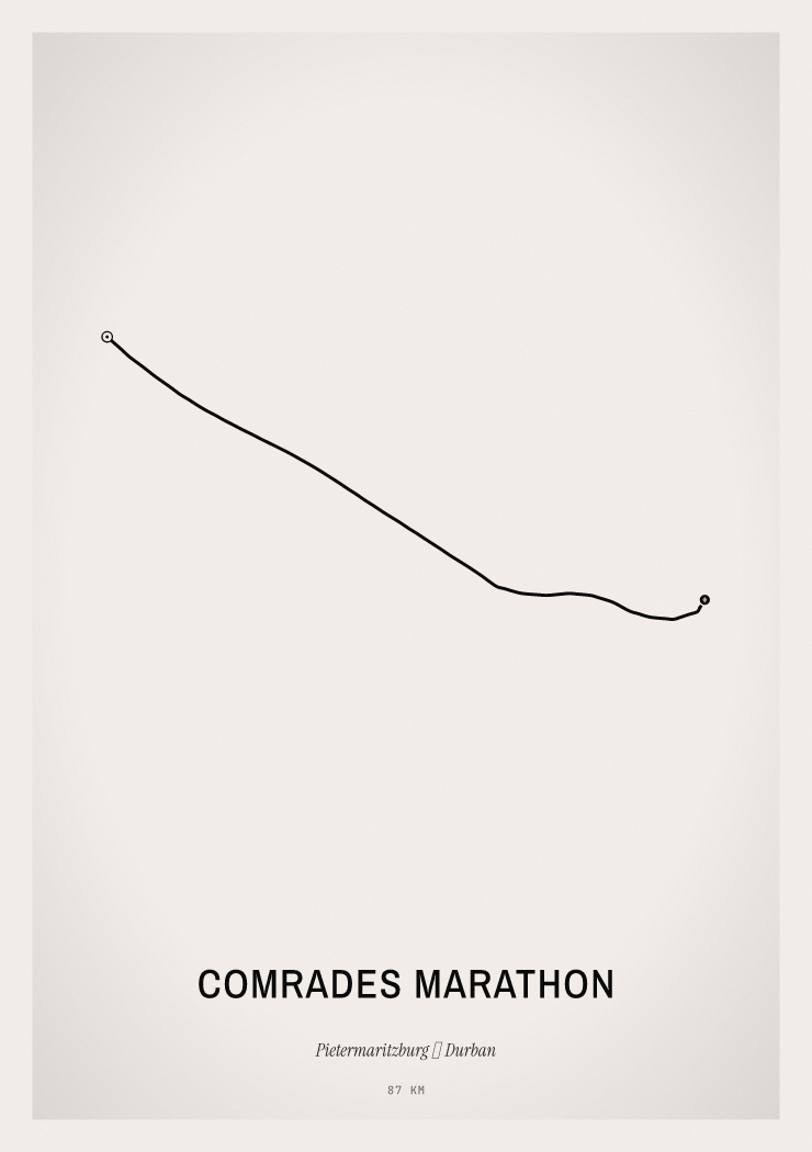 Minimal Comrades Marathon route print preview