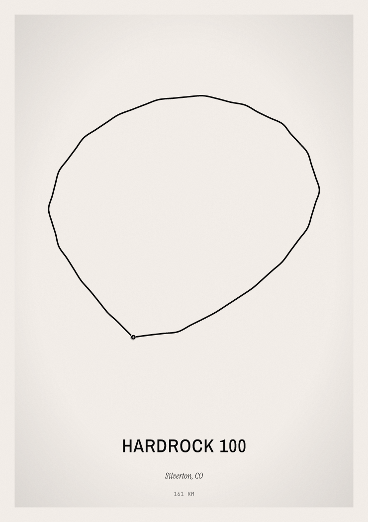 Minimal Hardrock 100 route print preview