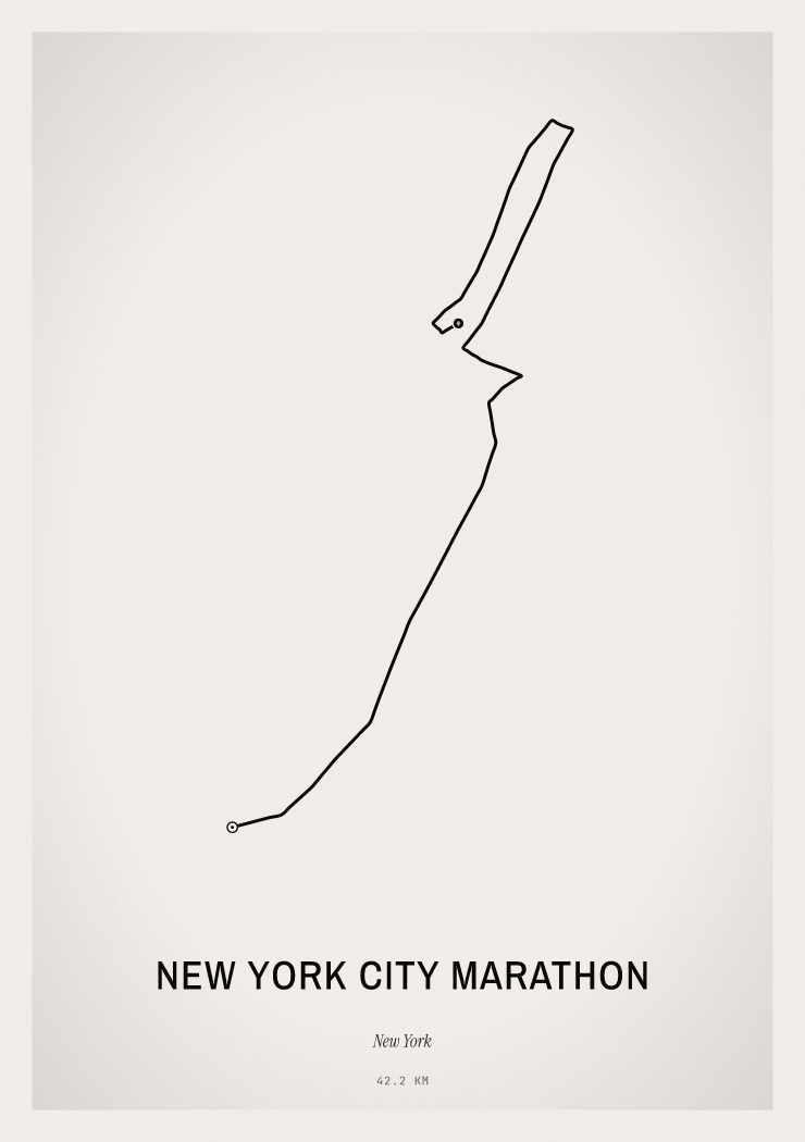 Minimal New York City Marathon route print preview