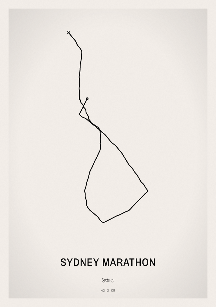 Minimal Sydney Marathon route print preview