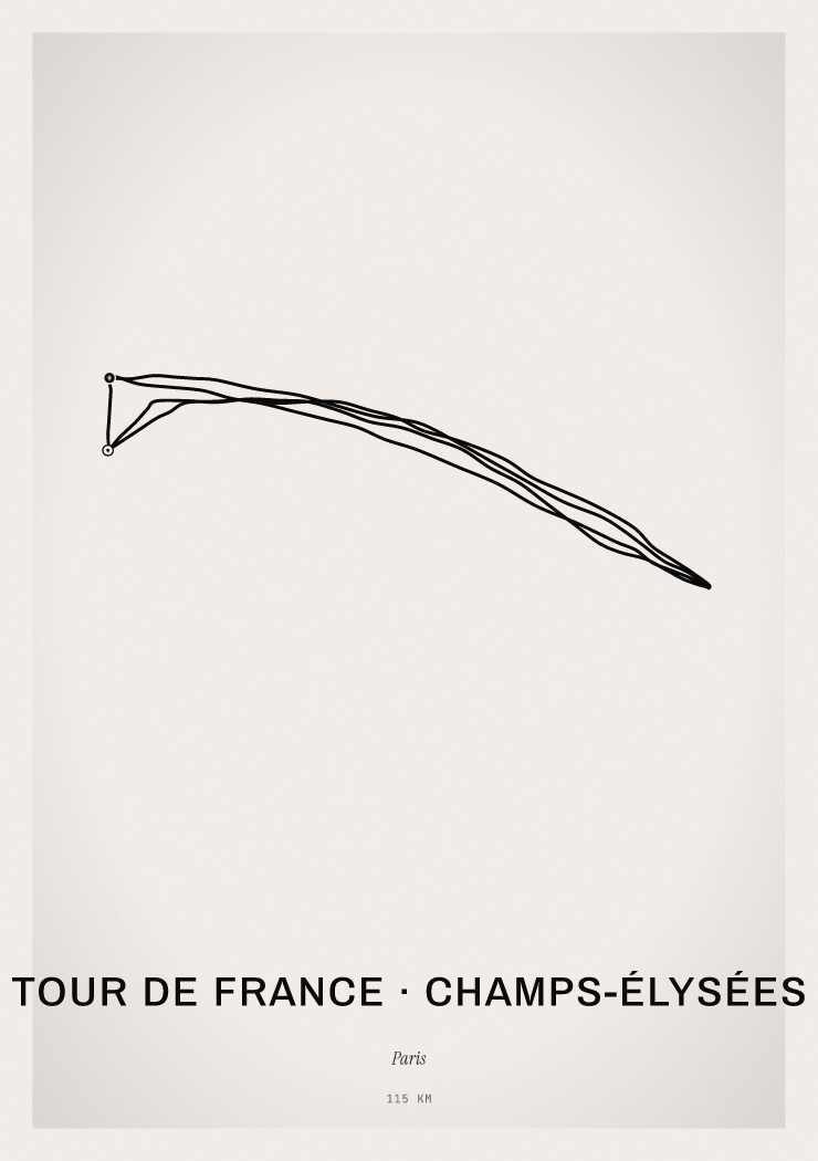 Minimal Tour de France · Champs-Élysées route print preview